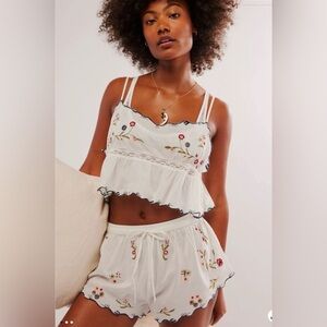 NWT Free People Intimately Kate Embroidered Set, size Medium in Ivory